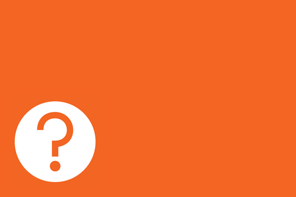A question mark on an orange background